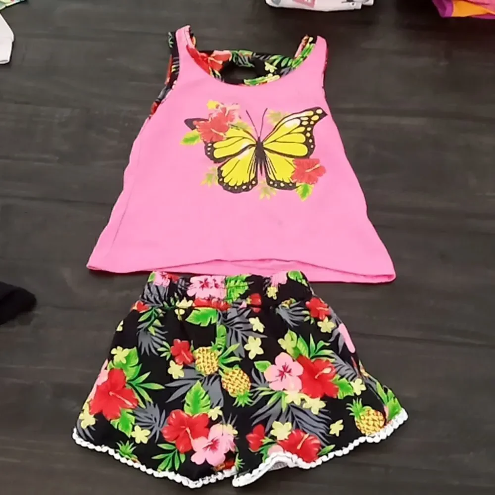 Pink on pink 3T butterfly set